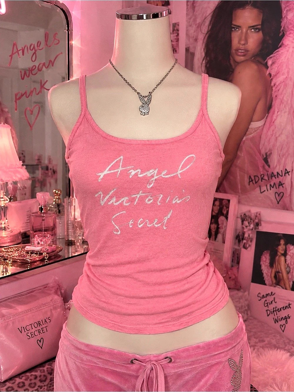 Victoria's Secret Angel Script Tank Top Pink XS/S